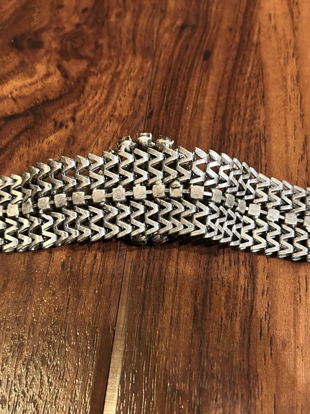 LOFT Silver-Tone Gunmetal and Rhinestone Brooch-style bracelet, magnetic closure - Picture 8 of 9